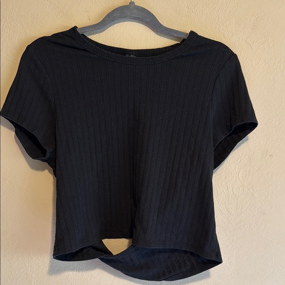 Wild Fable Black Ribbed Crop T-Shirt